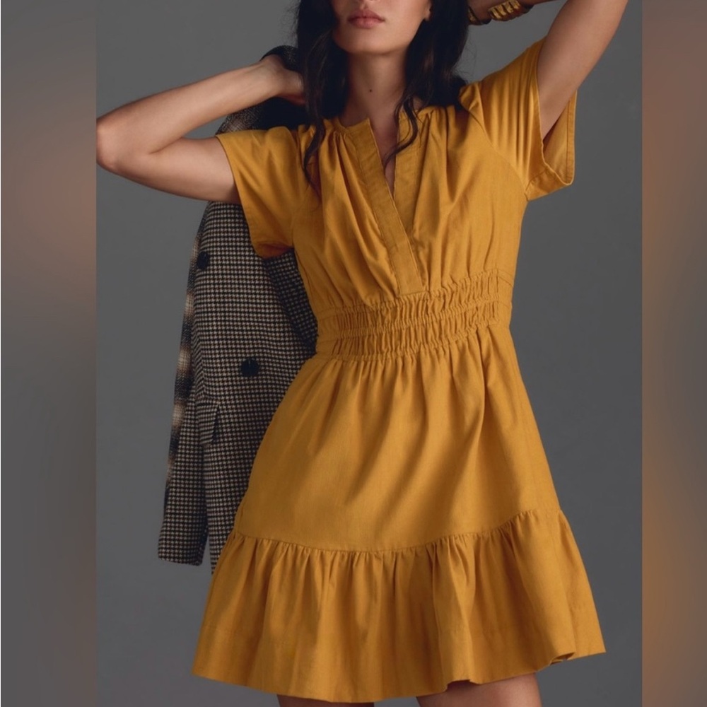 Anthropologie Somerset Mini Dress in Mustard Corduroy  - Women